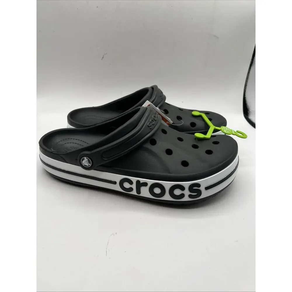New Crocs Mens Sz 10 Adult Bayaband Clogs, Black/White 205089-066